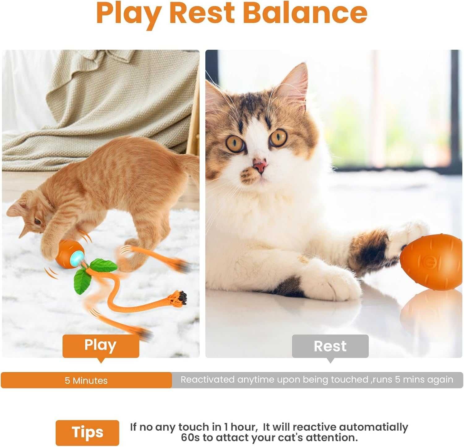 Интерактивна котешка топка HAPPY HACHI, 3 режима на работа