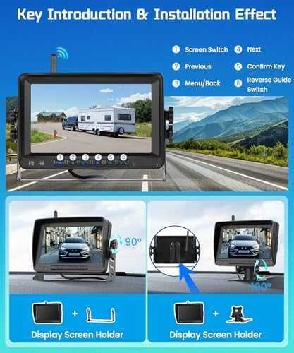 Нова Безжична камера за заден ход + 7" HD монитор, нощно виждане, IP68