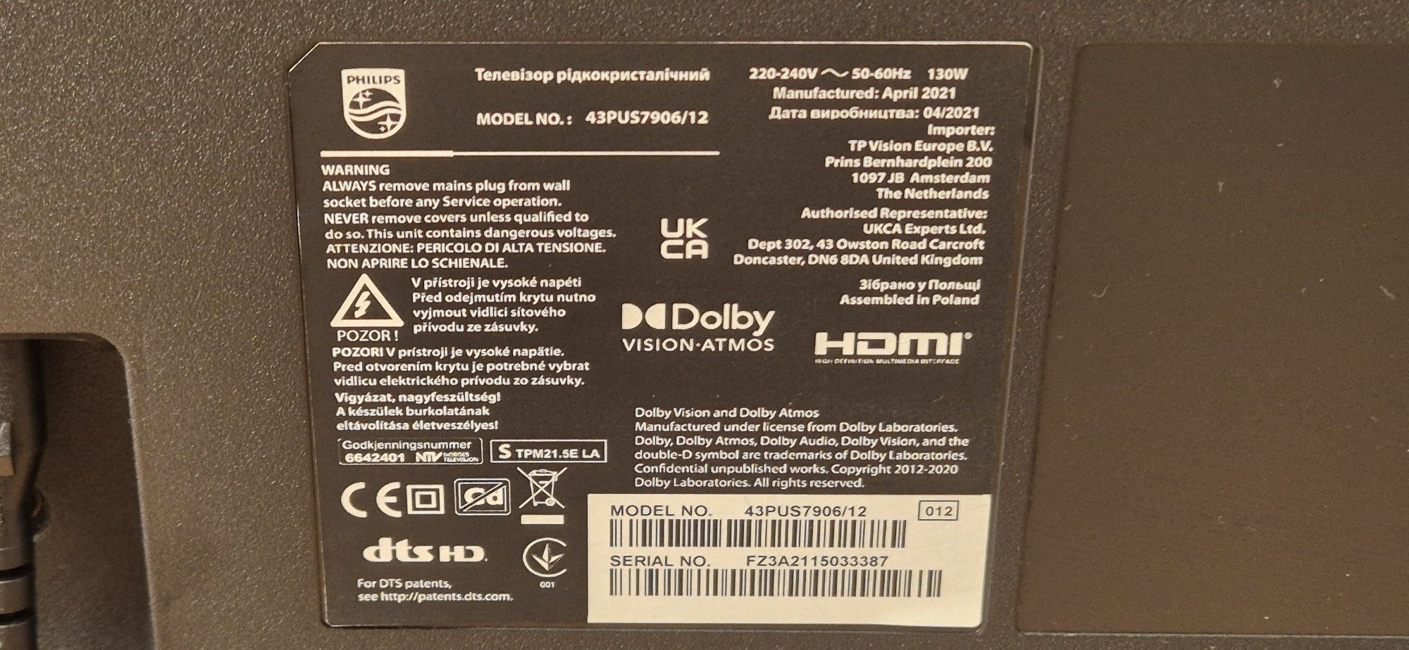 Philips 43PUS7906/12 Android, Ambilight, 4k, UltraHD, Smart, WiFi,