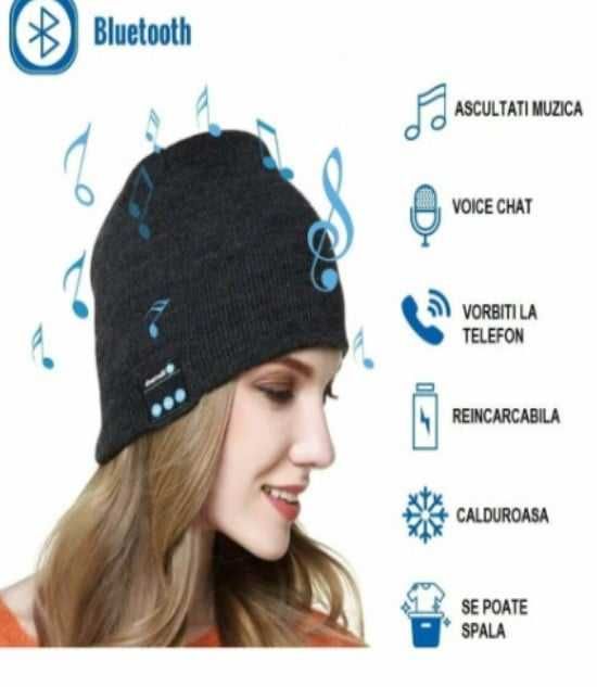 Fes Gri Inchis, Caciula Smart, cu casti si microfon intergrat