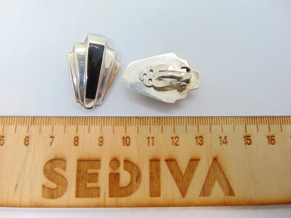 Cercei clips din argint cu onix Mexic