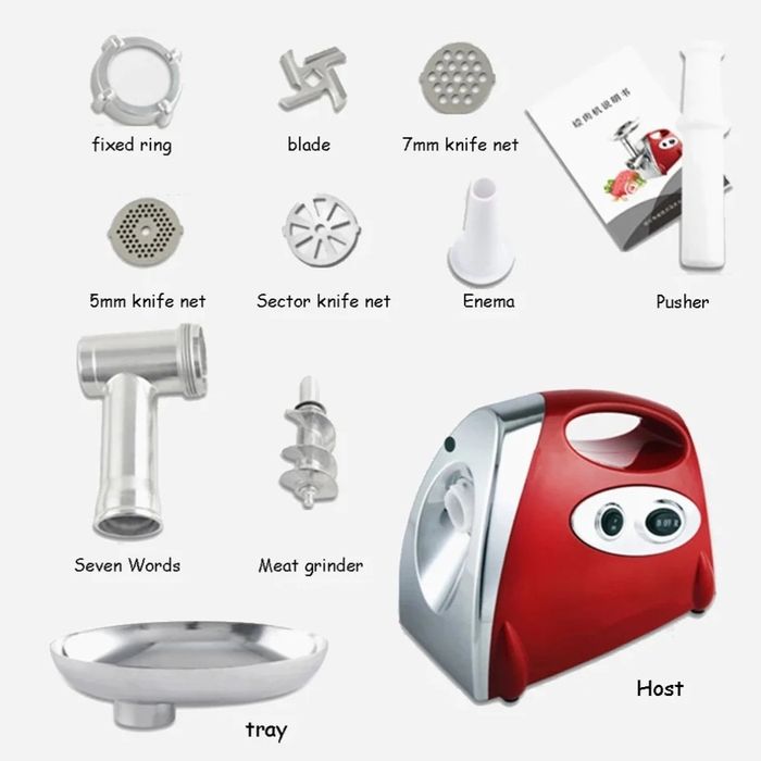 Masina de tocat carne Leihmann 3500 W cu accesorii motor cupru,Rosu