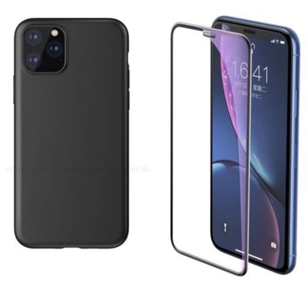 Iphone 11 PRO MAX Husa Silicon Premium Case + Folie Sticla Curbata 9D