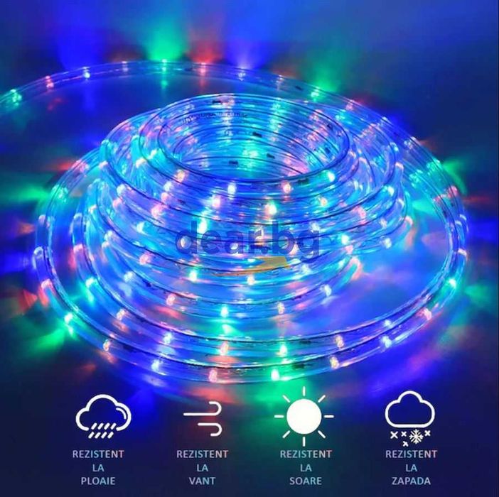 Светещ LED маркуч - 20 метра, Многоцветен