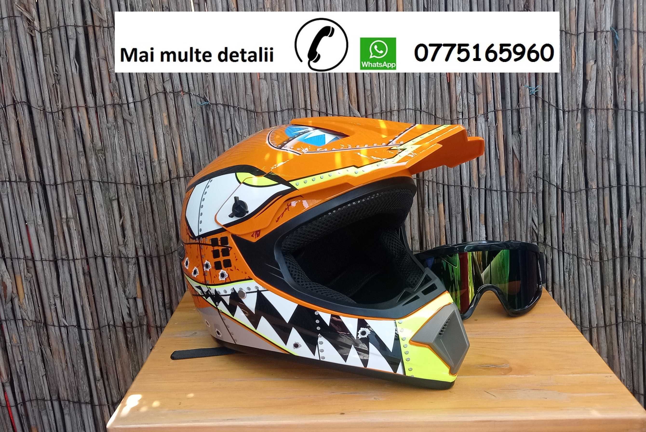 Casca moto enduro downhill atv bicicleta cross ochelari manusi