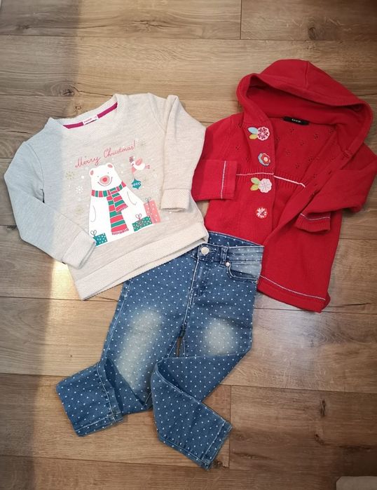 Lot blugi&pulovere pt fetita de toamna, 110-116 (5-6 ani)