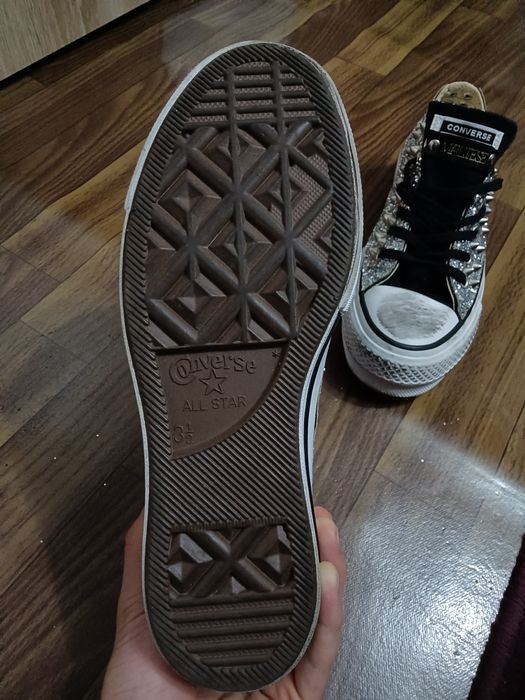 Converse platform low black glitter silver