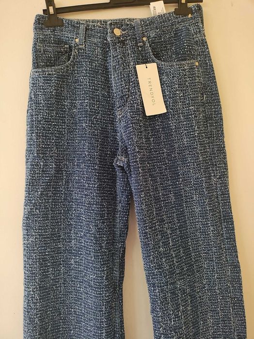 Trendyol Сини текстурирани дънкови панталон и яке