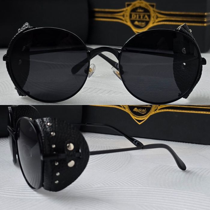 Мъжки слънчеви очила с кожа кръгли dita 3 цвята