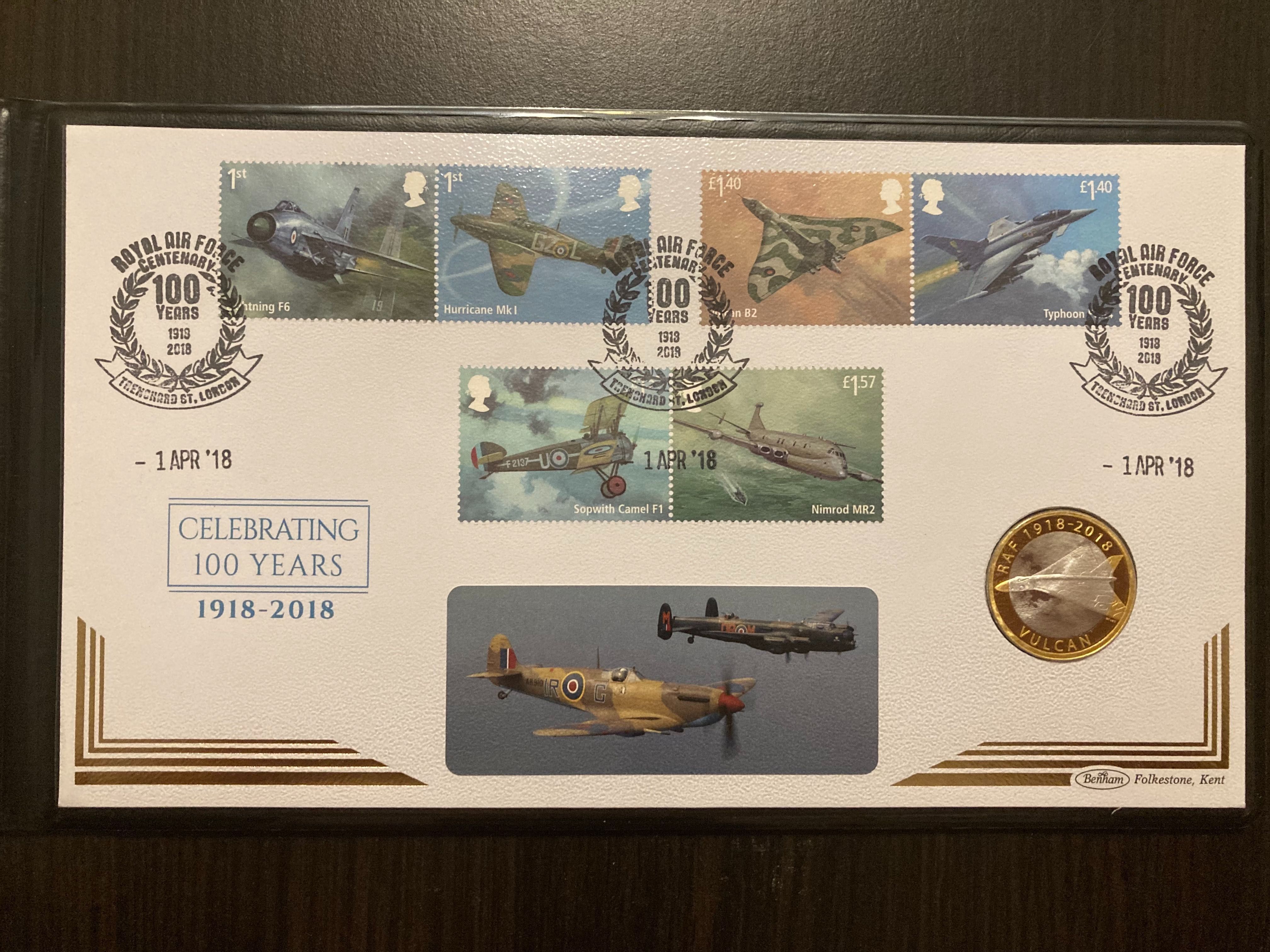 Moneda argint aniversara 2018 Centenary of Royal Air Force Coin Cover