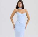 Дълга макси рокля бебешкосиньо Almond muse