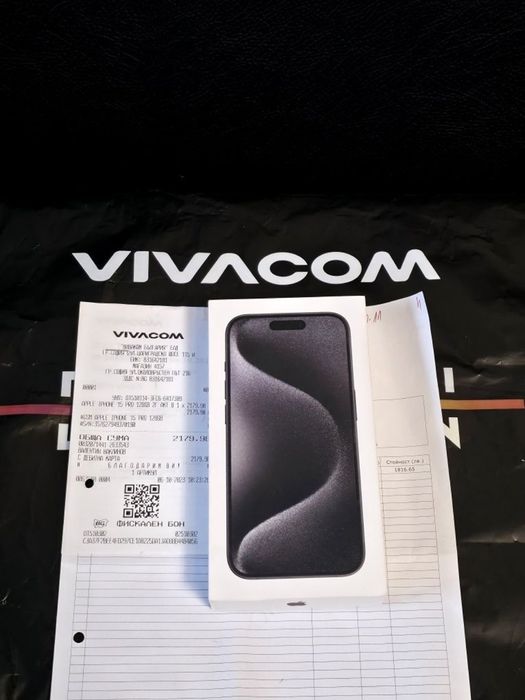 КАТО НОВ 128GB iPhone 15 PRO Vivacom Гаранция 2025 Black / Черен