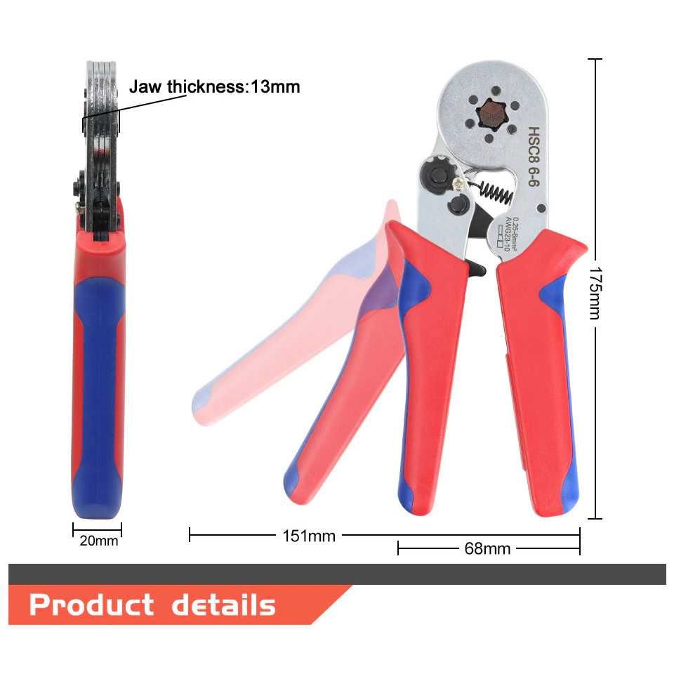 Клещи за кримпване на кабелни накрайници STELS RX-97 Pro, 0.25 ÷ 6 мм²