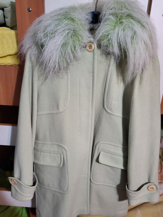 Дамско елегантно дамско палто в резеда