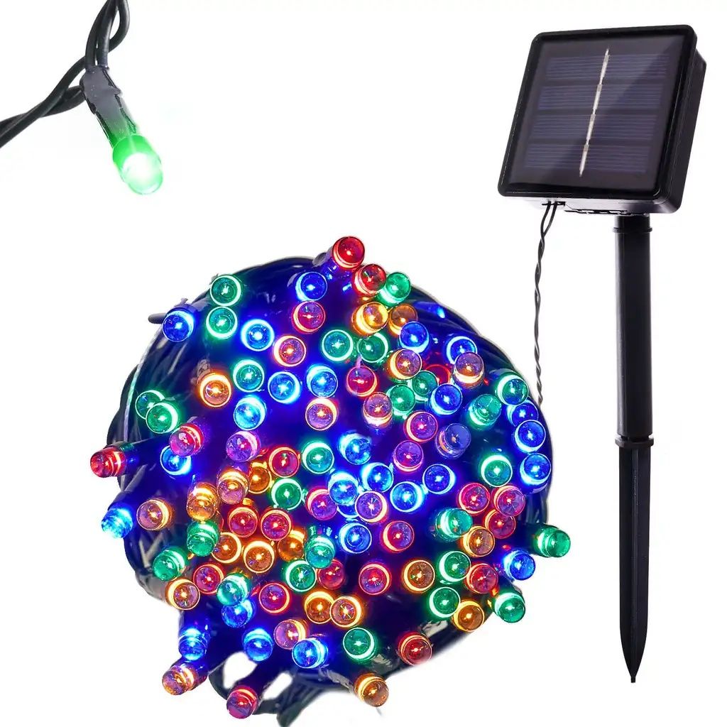 Цветна дъга RGB 50 LED коледна украса цели 5M соларна коледна украса