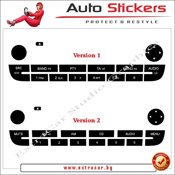 Стикери (Лепенки) за износени и изтъркани копчета и бутони-Fiat Punto