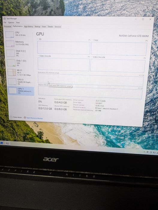Acer nitro 17inch i7 16gb GTX 4gb