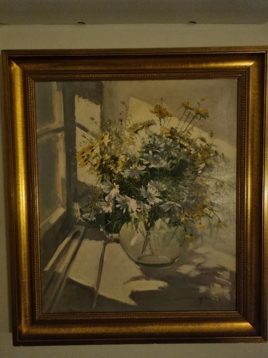 Tablou vintage. Pictură pe panza în ulei.