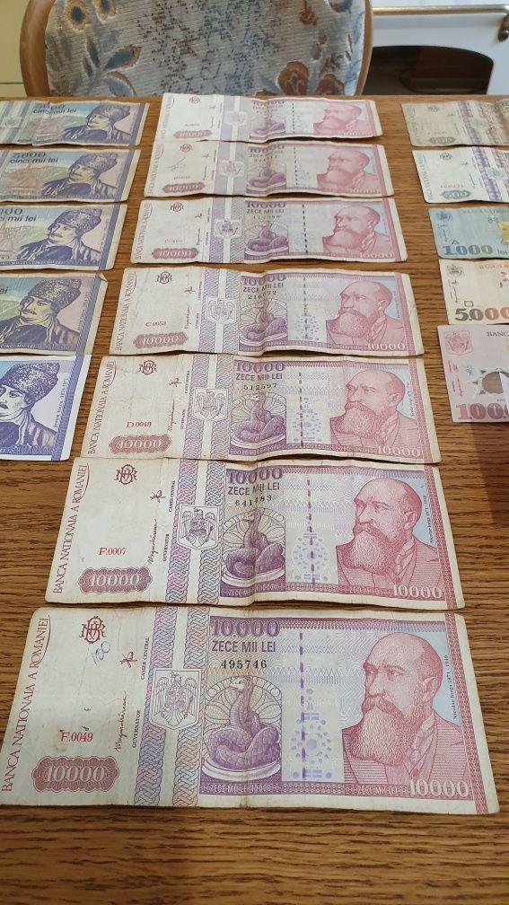 Bancnote bani vechi colecție 5000 cinci mii leii 10000 zece mii 500 ec