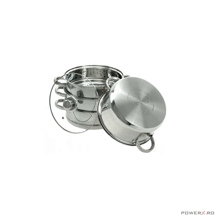 Set de 5 piese, oala pentru fiert cu abur, inox, 24 cm 5 litri
