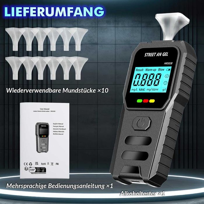 Alcooltest Digital - LCD și 3 Moduri de Avertizare pentru soferi