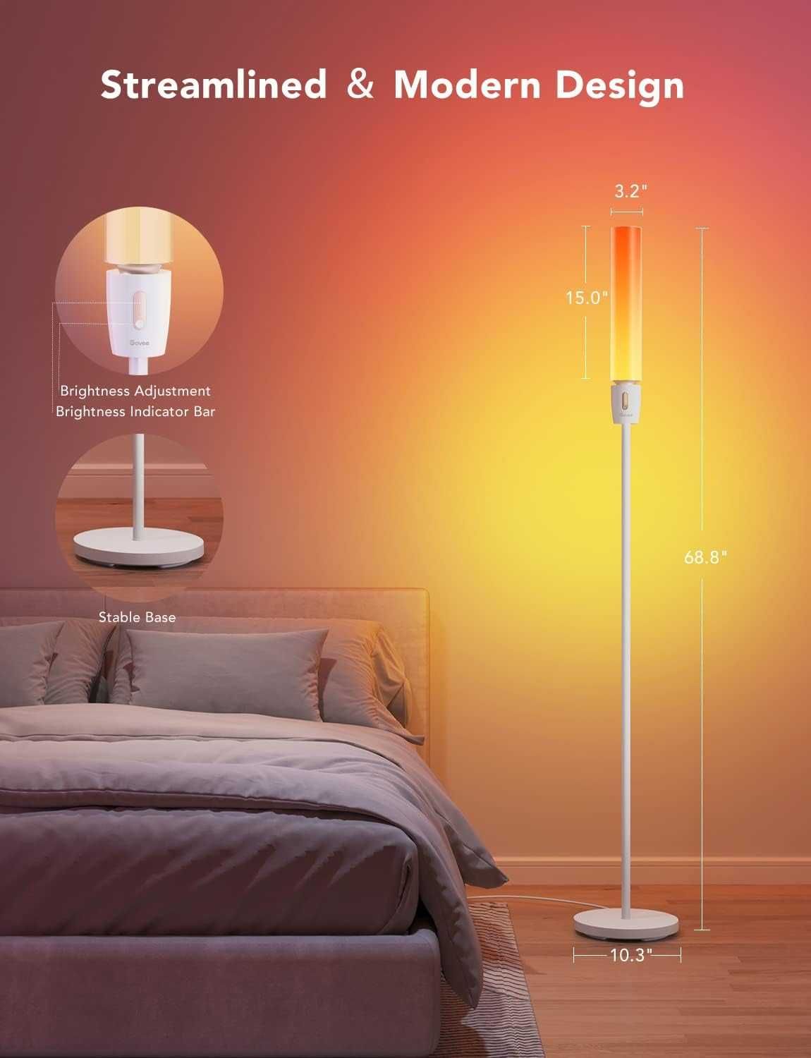 Lampă de podea Govee,  LED cu control al aplicației Wi-Fi