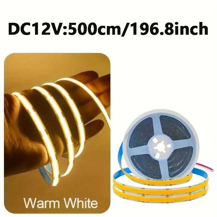 Banda LED COB 12V Lumina CALDA / 5m