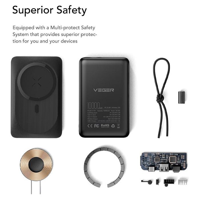 Veger (MagON) Magnetic MagSafe Powerbank - PD20W 10.000mAh