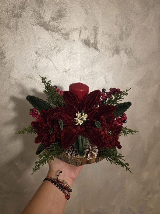 Aranjamente Crăciun din sârmă plușată