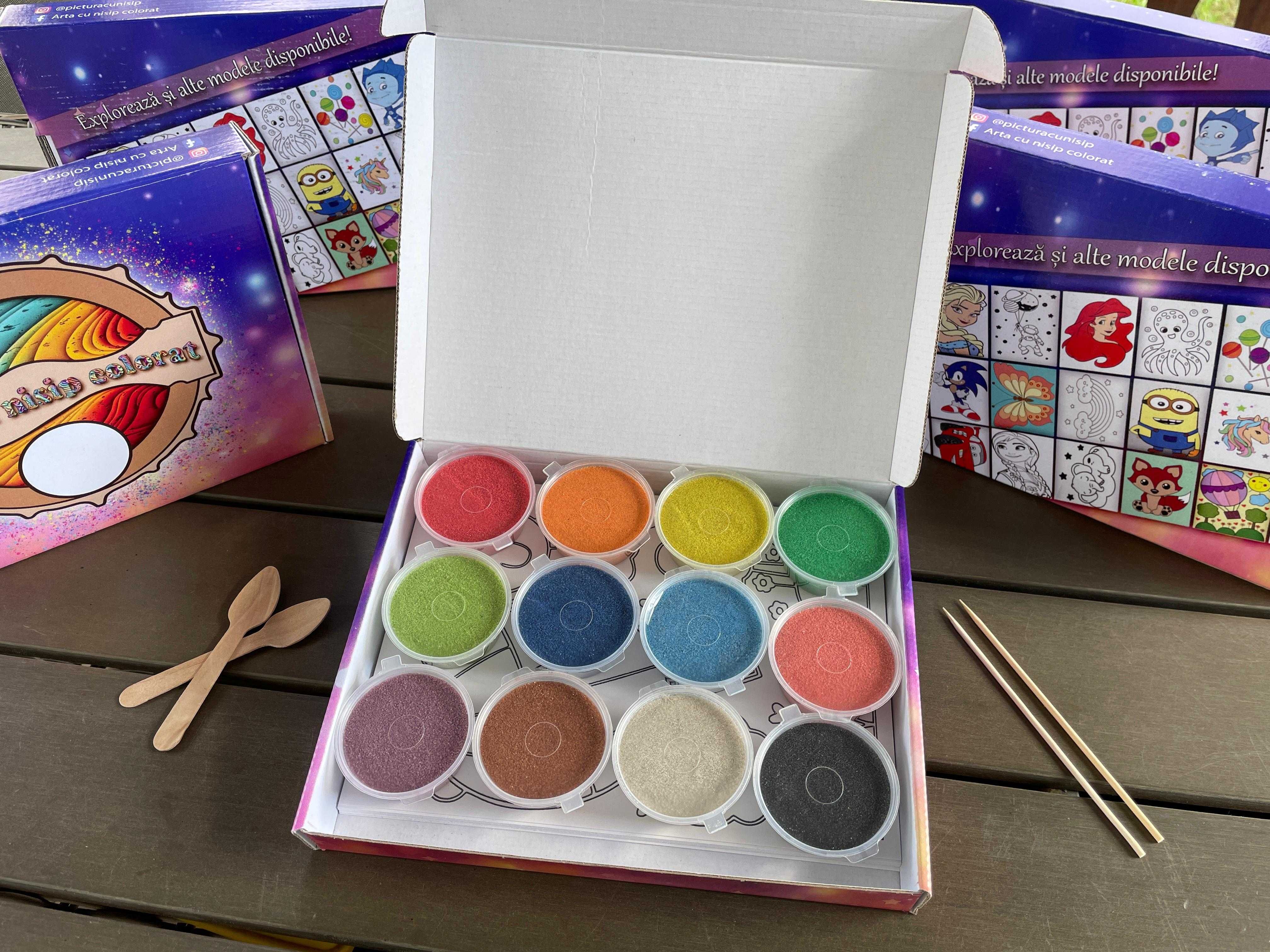 Pictură cu nisip colorat *Animals Pack* - 10 planse, 12 culori