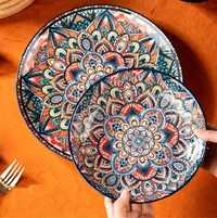Комплект чинии ръчно оцветени в стил Бохемия