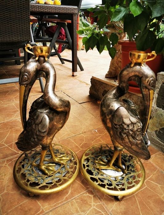 Vând păsări decorative lemn bronz exponat unicat