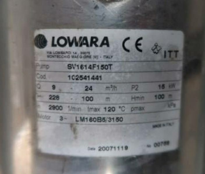 Pompa apa de presiune, Lowara, 15kW, h=224m