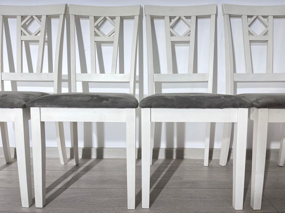 3 Buc. Scaun Dining Lemn Masiv cu Șezut Tapițat Catifea Gri