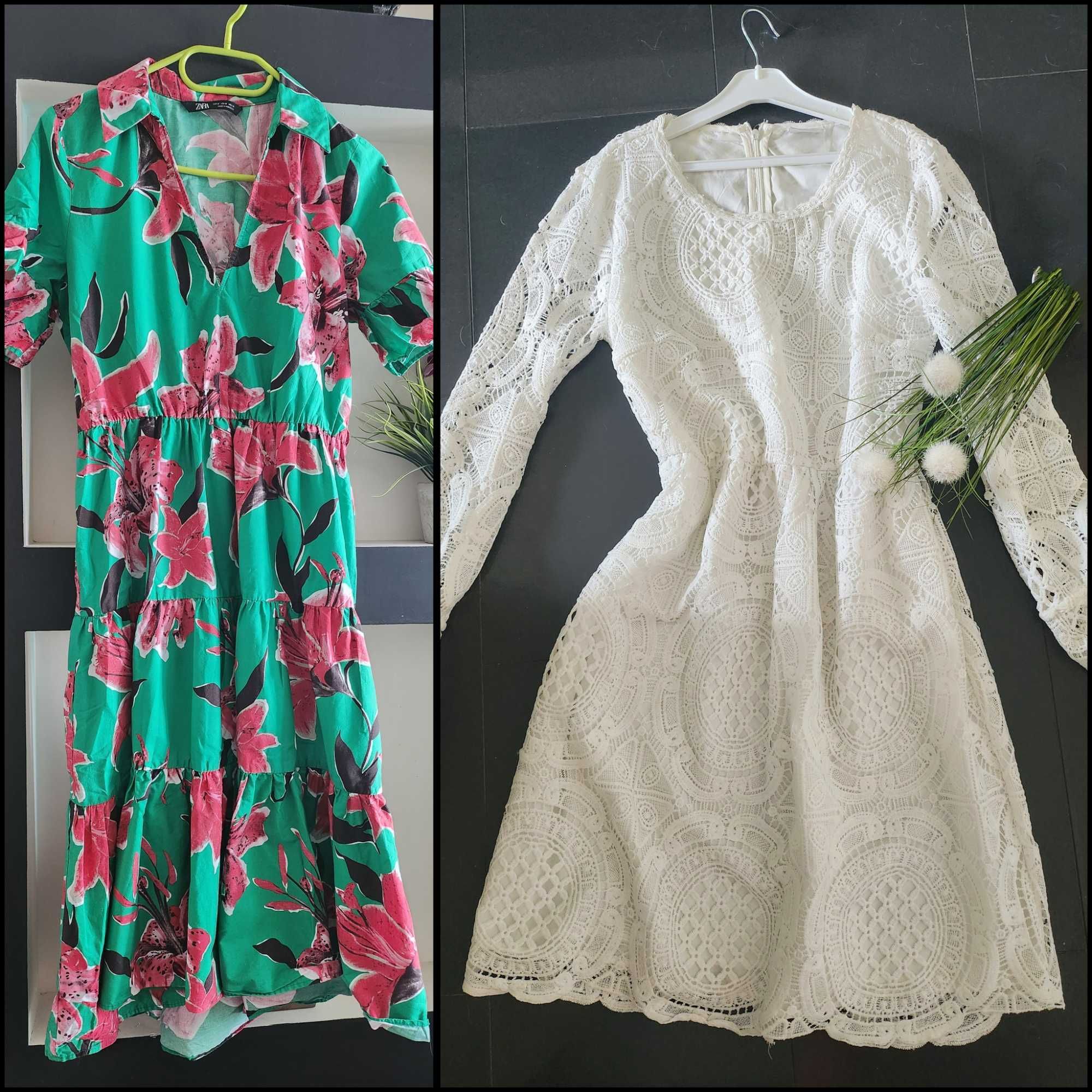 Лятна рокля Zara/ Бяла дантелена рокля