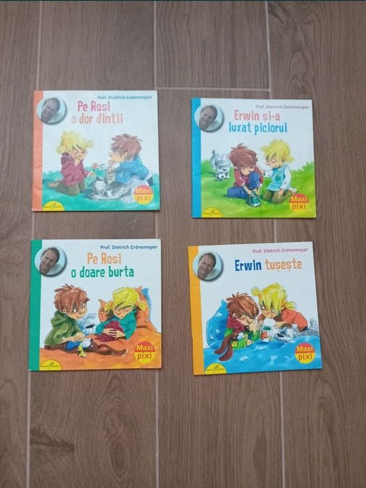 set 4 carti copii mici erwin rosi dinti luxat picior tuseste doare