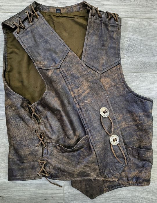 Vestă moto piele naturală, No Name, XXL