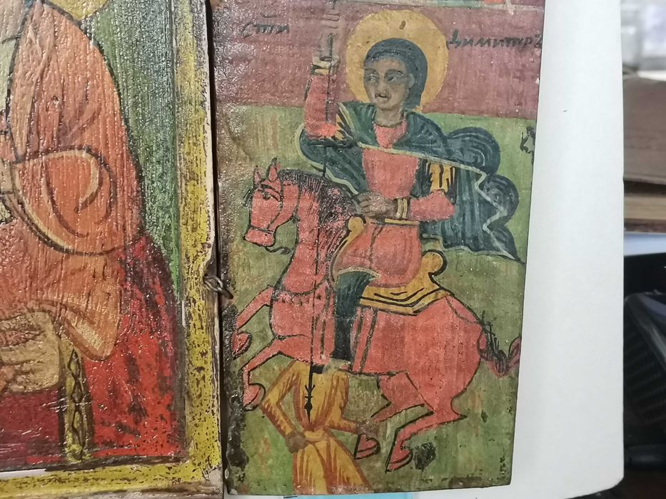 старинна икона триптих на 200 год.-19 век.-изключително добре запазена