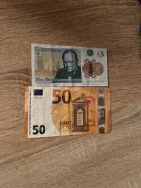 bani de 50 euro si 5 lire