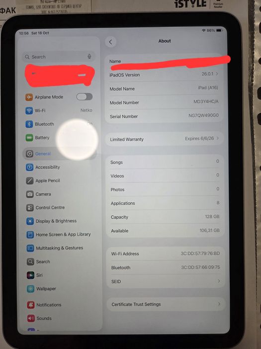 Ipad A16 2025 WI FI