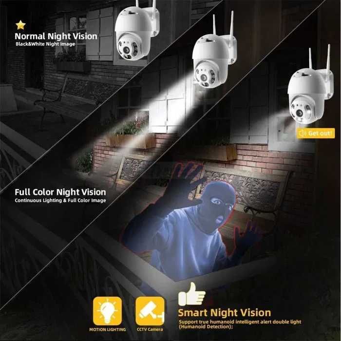 5 MP външна Нова въртяща безжична WIFI IP FULLHD камера  Нощно виждане