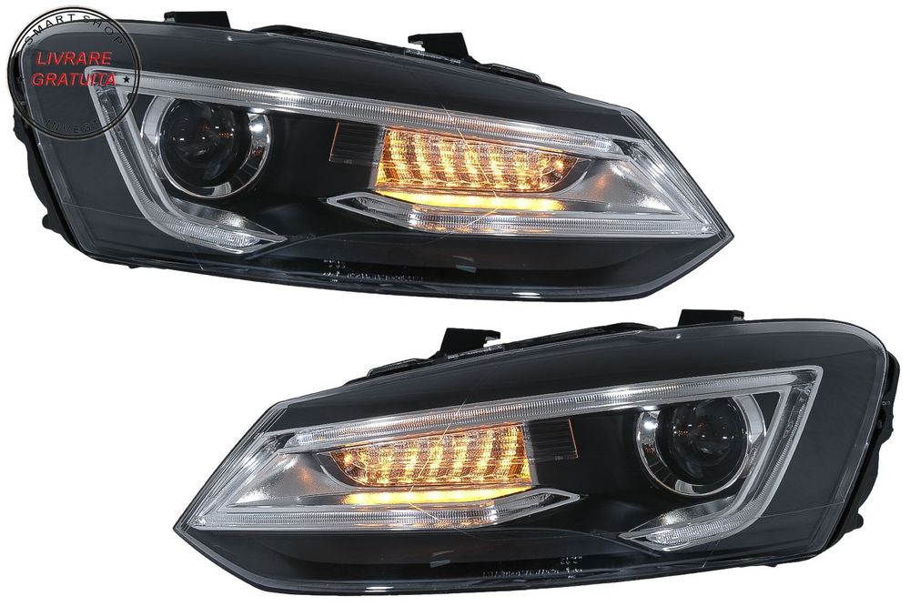 Faruri LED VW Polo MK5 6R 6C 61 (2011-2017) RHD Devil Eye Look- livrare gratuita