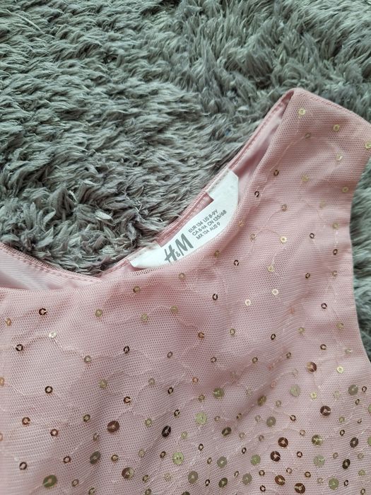 Rochie roz cu paiete printesa ocazie/nunta H&M, 8- 9 ani sau 134 cm