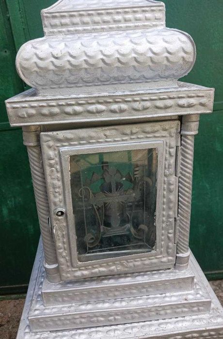 Felinar cimitir cu sticla gravată