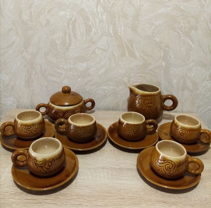 Кофейный сервиз! Обливная керамика!!