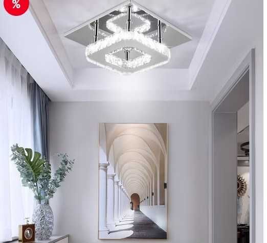 Lampă de tavan LED modernă din cristal, mini candelabru de lux de 12W
