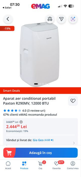 Clima portabila Paxton 12000 BTU