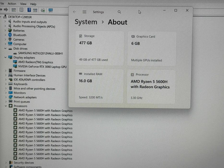 144Hz Nitro`Ryzen 5-5600H/RTX 3060/16GB RAM/512GB SSD/FHD IPS/Бат 8ч