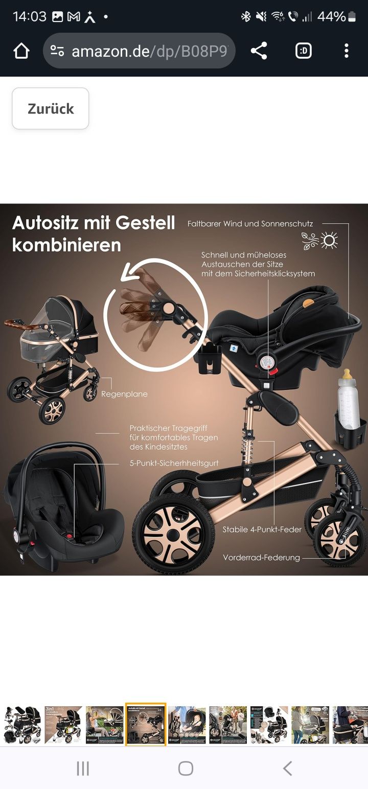 Carucior 3 in 1 bebe  nou nascut scoica Germania kesser