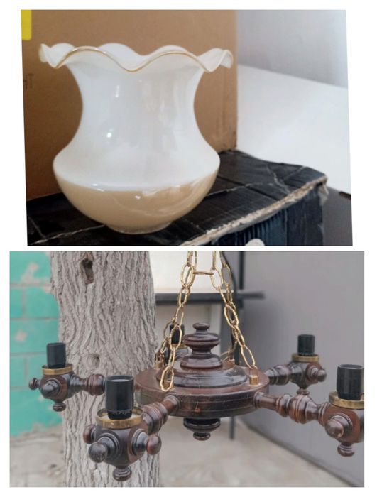 люстра в форме морского руля, красное дерево